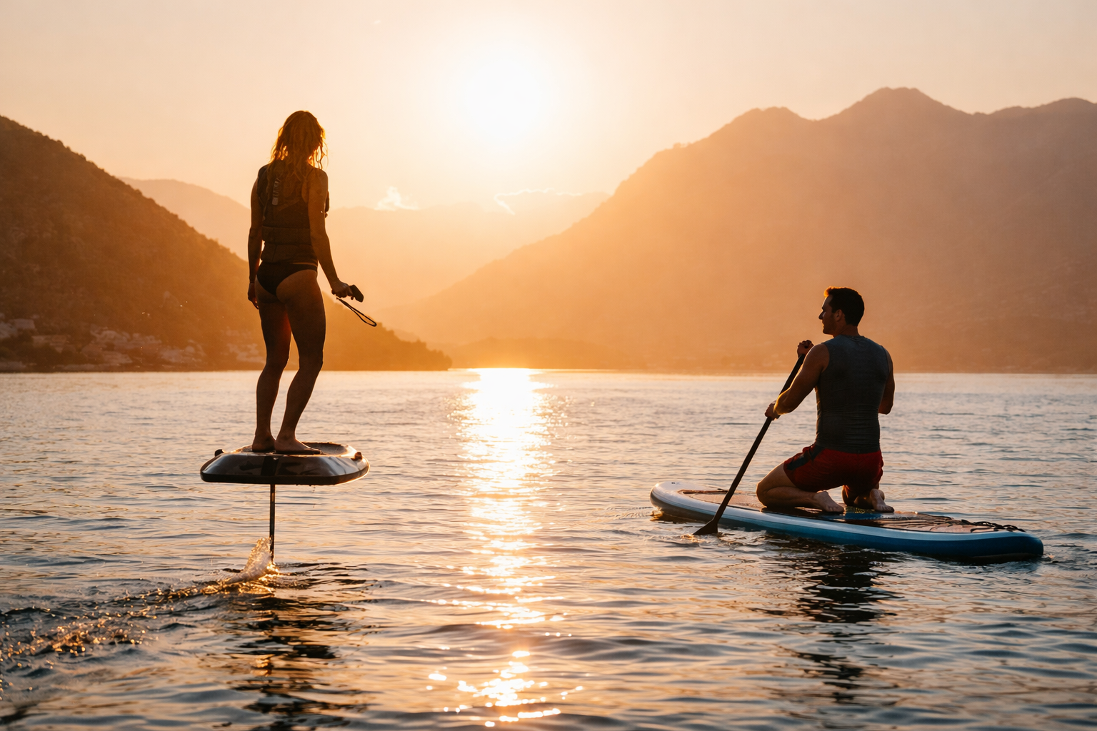 Estepona: Sunset Paddle-Out & E-Foil Couples Ocean Adventure