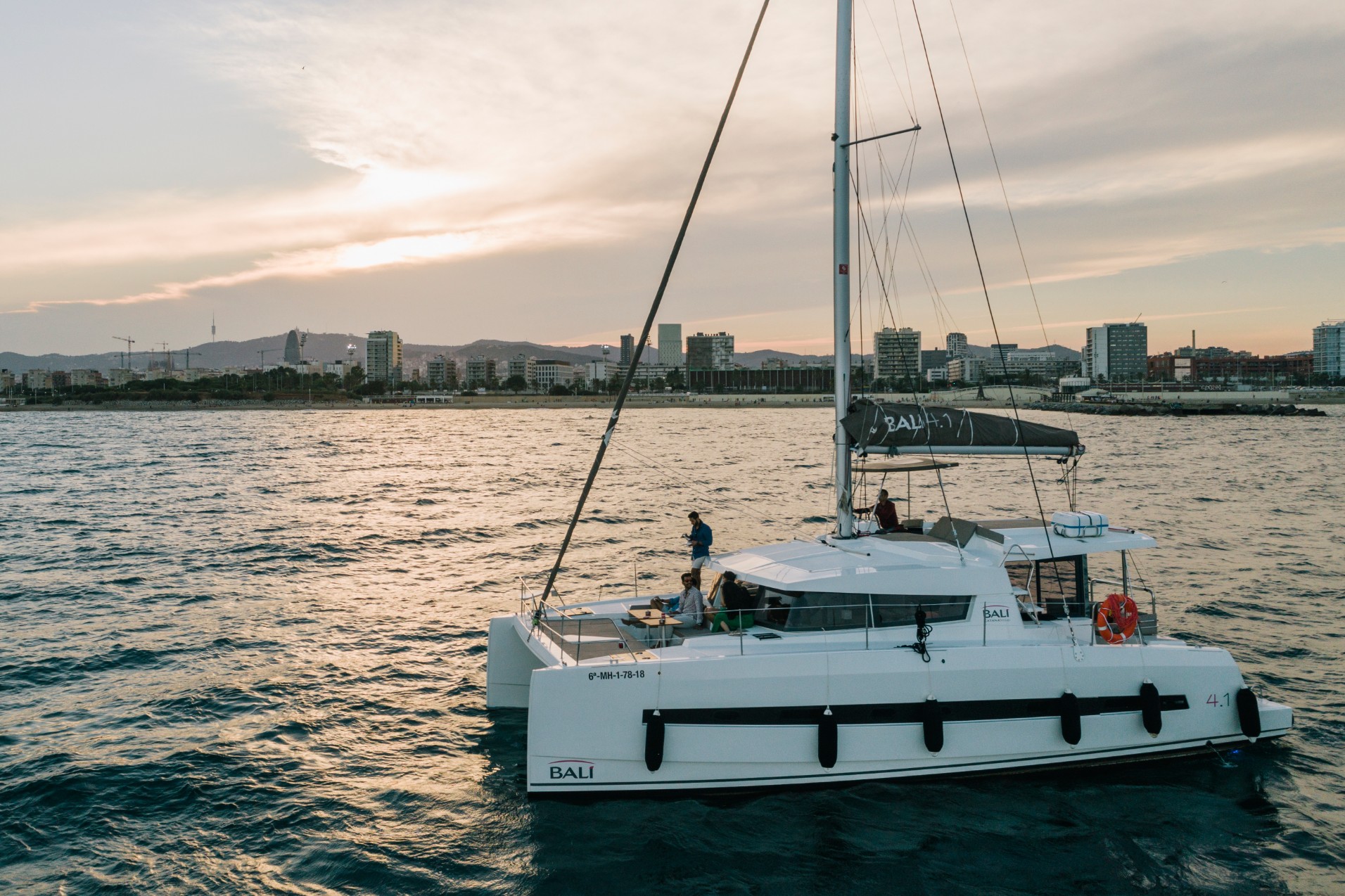 Sunset on a catamaran